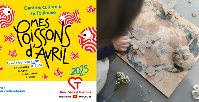 Festival Mes Poissons d'avril, Atelier parents enfants modelage l'île Oasis, Centre culturel Alban-Minville, Toulouse