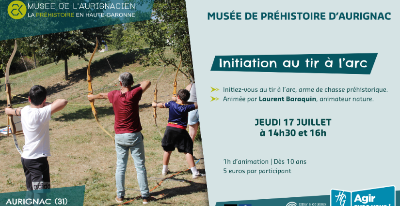 Initiation au tir à l'arc au Musée forum de l'Aurignacien, Aurignac