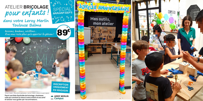 Un anniversaire au top chez Leroy Merlin pour les enfants qui adorent les activités manuelles